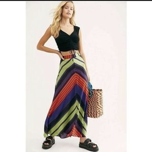 FREE PEOPLE Rio Striped Maxi Olympia Combo Skirt